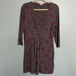 Boden Swan Print Faux Wrap Dress